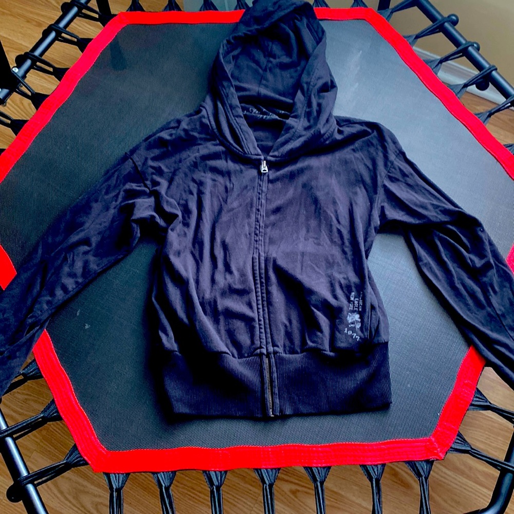 Women’s American Eagle black zip up hooded jacket size Large
